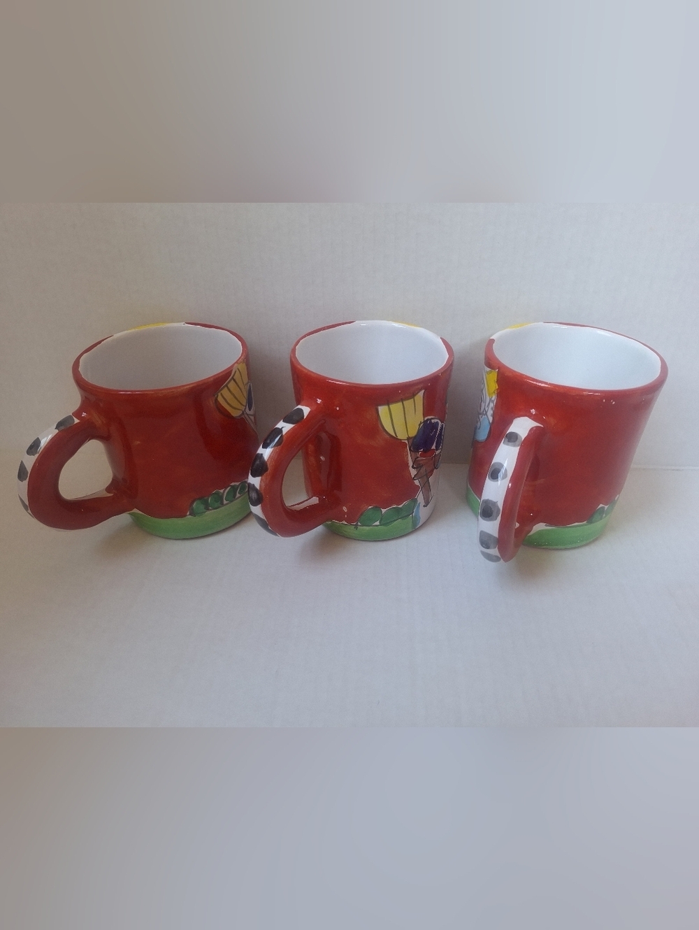 La Musa Ceramiche Christmas Coffee Mugs Hand Painted Holiday Colorful Lot Of 3 - Picture 3 of 6